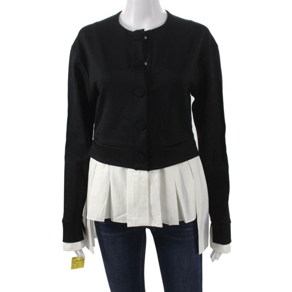 Meimeij Women Cardigan Black Viscose Long Sleeve Round Neck Fall Size 36